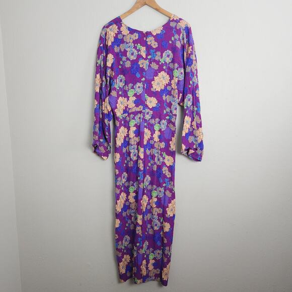 SMYTHE Violet Floral Front Twist Kimono Sleeve Midi Dress - Picture 14 of 16